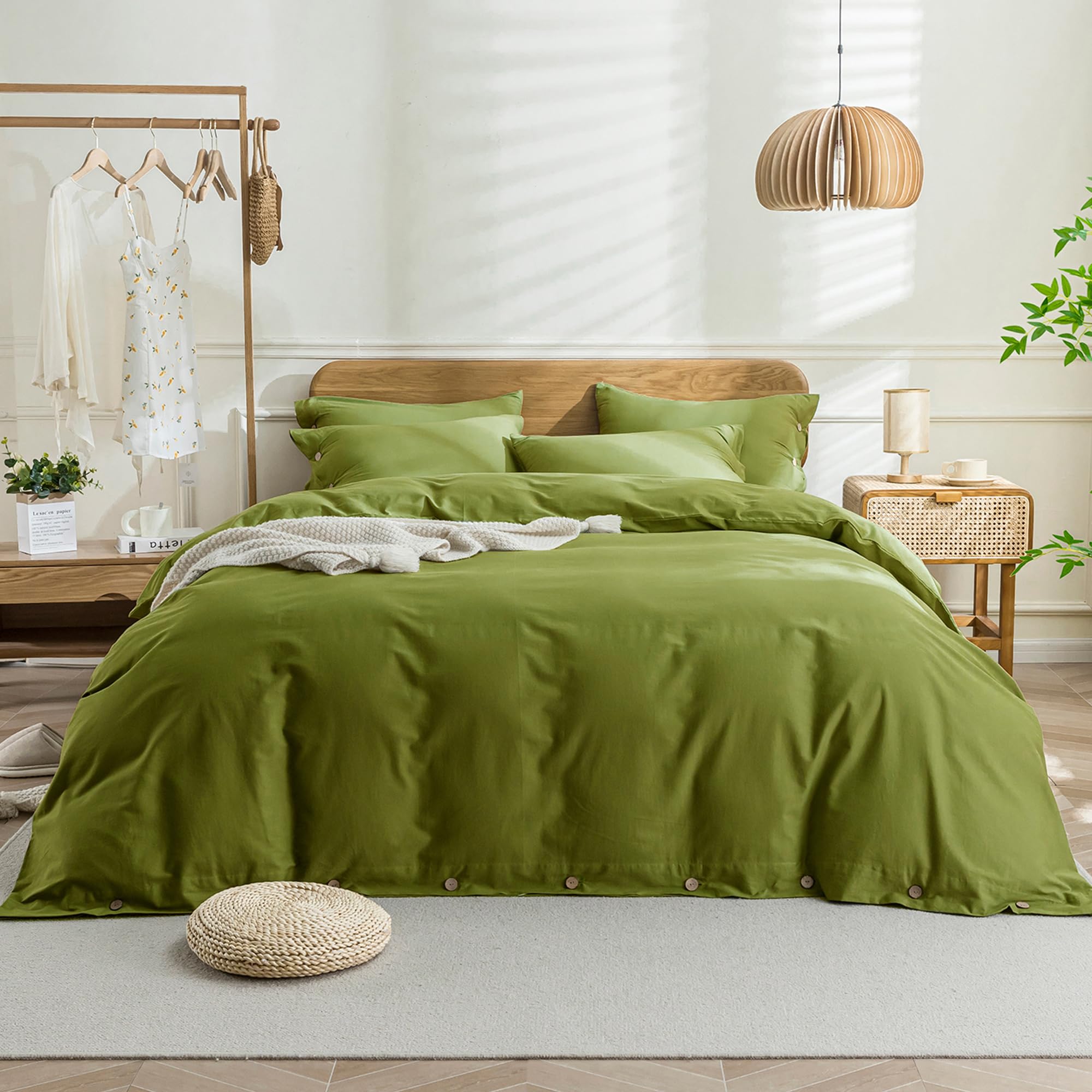 Jellymoni California King Duvet Cover Set - 100% Washed Cotton Linen Like Textured Comforter Cover, 3 Pieces Breathable Soft Bed
